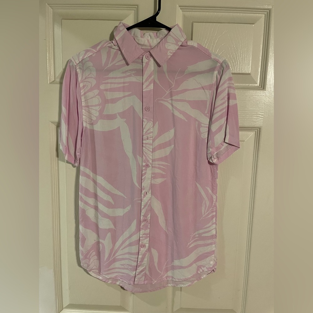 Men’s XS Cotton On Pink&White Floral Buttondown Shortsleeve Shirt